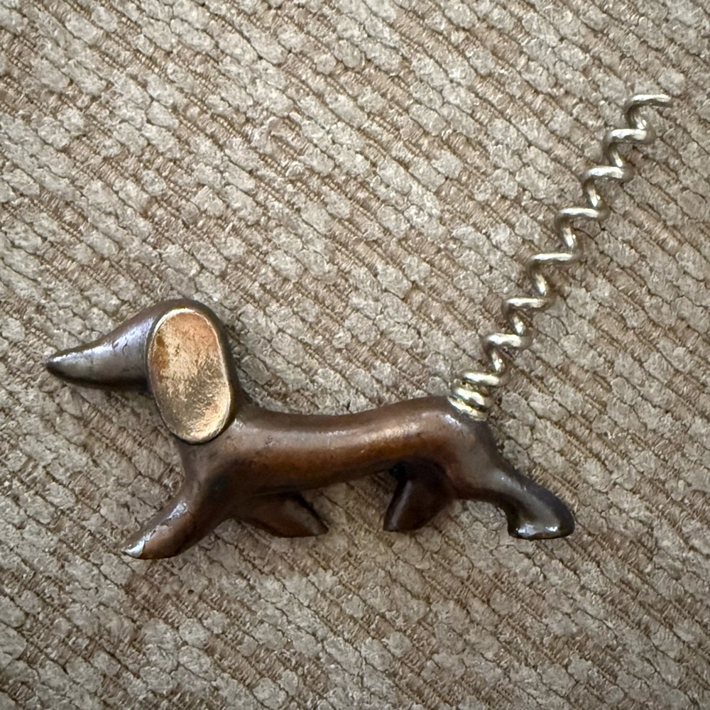 Vintage DACHSHUND CORKSCREW Dog Bottle OPENER Figurine Soviet Union Russia